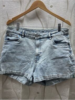 defrost‎ Denim Shorts Womens 31 Light Blue Excellent Cuffed High Rise DEA062CADC